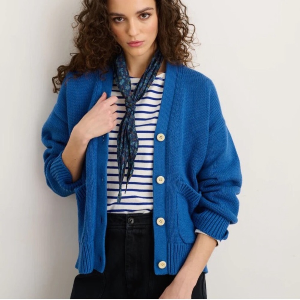 Alex Mill “Emma” Cardigan in Aegean Blue, Size Medium.